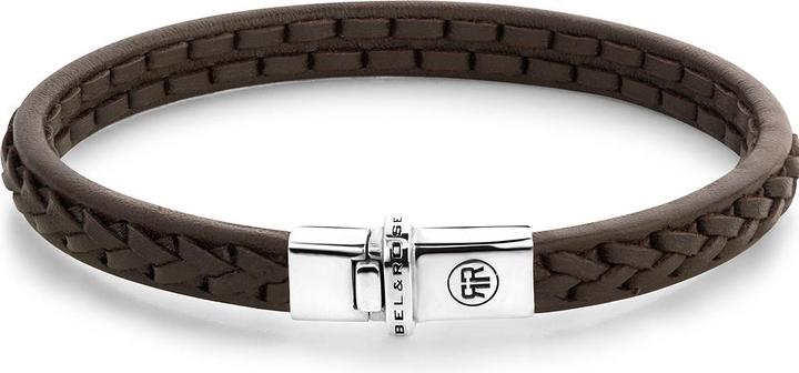 Immagine prodotto Rebel & Rose Bracciale a filo singolo RR-L0143-S-L Uomo (19 cm, Pelle di vitello, Argento 925)