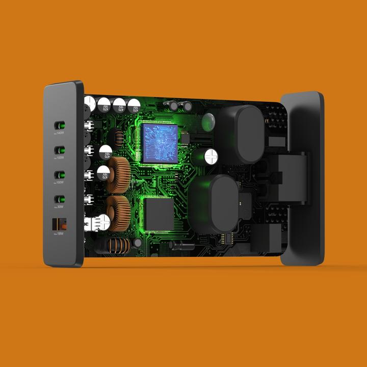 Produktbild Hama Ladestation 5 Ports, GaN, Schnellladegerät, 4xUSB-C, 1xUSB-A, PD, 240 W, SW (240 W, 5 Ports)