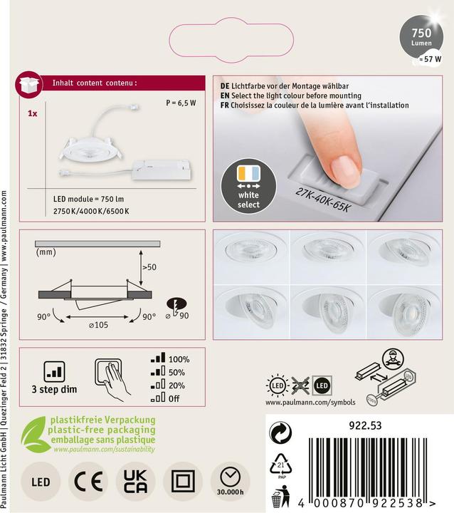 Actual product image Paulmann Recessed light Aumus (750 lm)