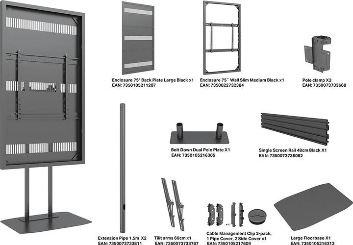 Image du produit Multibrackets Stele Slim ohne Monitor, Portrait, 75"/8225