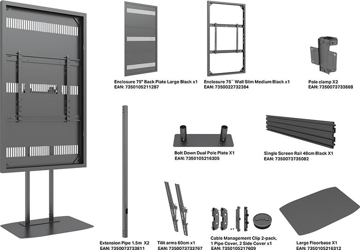 Produktbild Multibrackets Stele Slim ohne Monitor, Portrait, 75"/8225