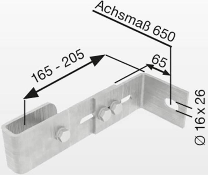 Actual product image Günzburger Wall bracket, adjustable 165-205mm, stainless steel