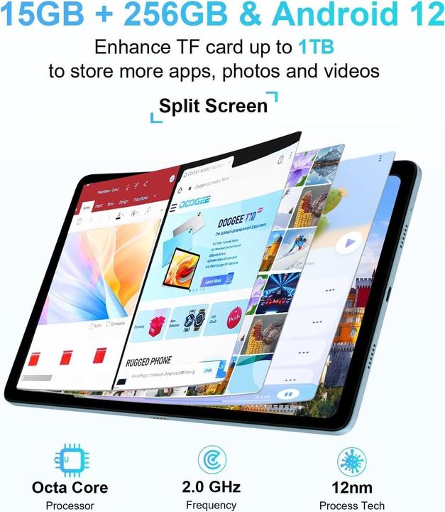 Actual product image Doogee T10 Plus (Tablette 4G - 10.51", 256 Go, 8 Go RAM) Bleu (4G, 10.51", 256 GB, Blue)