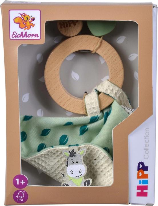 Actual product image Eichhorn Baby HIPP Wooden Teething Ring with Cuddle Cloth