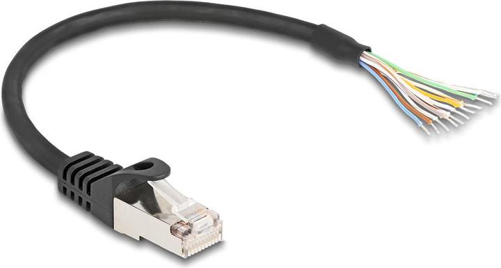 Actual product image Delock Cable RJ50 plug to open cable ends S/FTP 0.25 m black (S/FTP, 0.25 m)