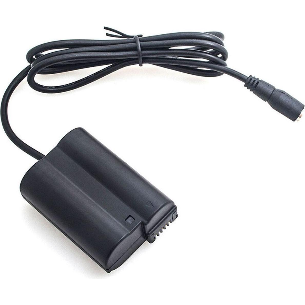 Caruba Batteria fittizia Nikon EN EL15 a decodifica completa (cavo dritto) (Batteria della fotocamera), Alimentatore fotocamera, Nero