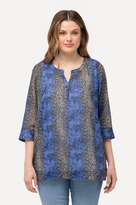 Immagine prodotto Ulla Popken Blusa dal taglio svasato con righe, scollo a tunica e maniche a 3/4 (58)