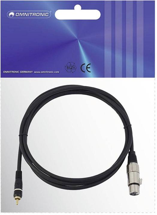 Produktbild Omnitronic Adapterkabel Cinch/XLR(F) 2m sw (2 m, XLR Kabel)