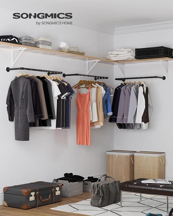 Image du produit Songmics Garderobenleiste Schwarz, 2 Stück im Set, Detailmaterial