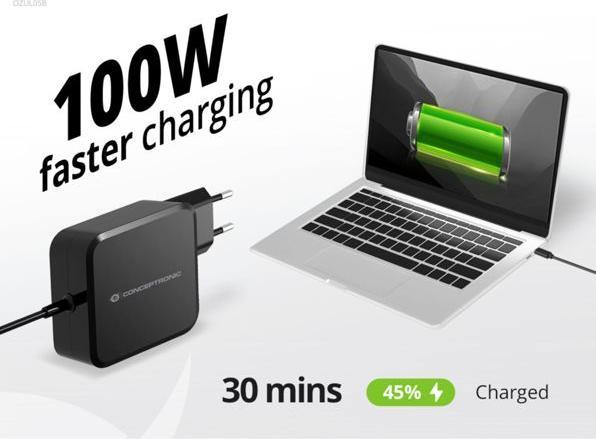 Image du produit Conceptronic Chargeur 1Port 100W, GaN USB-C Desk PD sw (100 W, 1 portion)