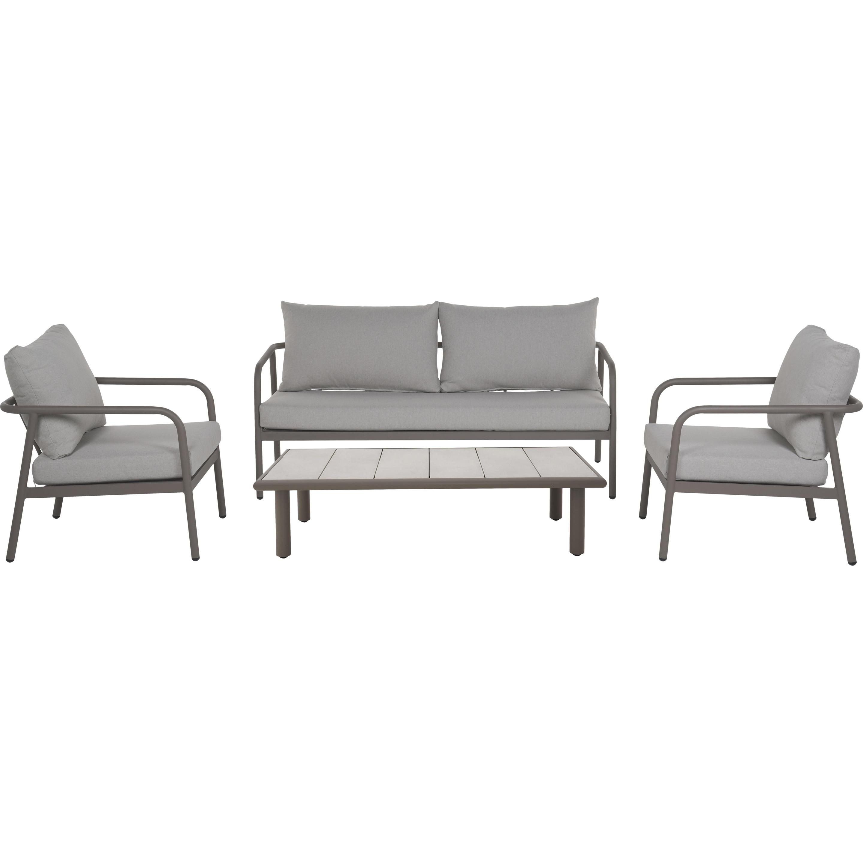 Schou, Gartenlounge, Loungeset Olga, Set 4-teilig, Dusty Walnut