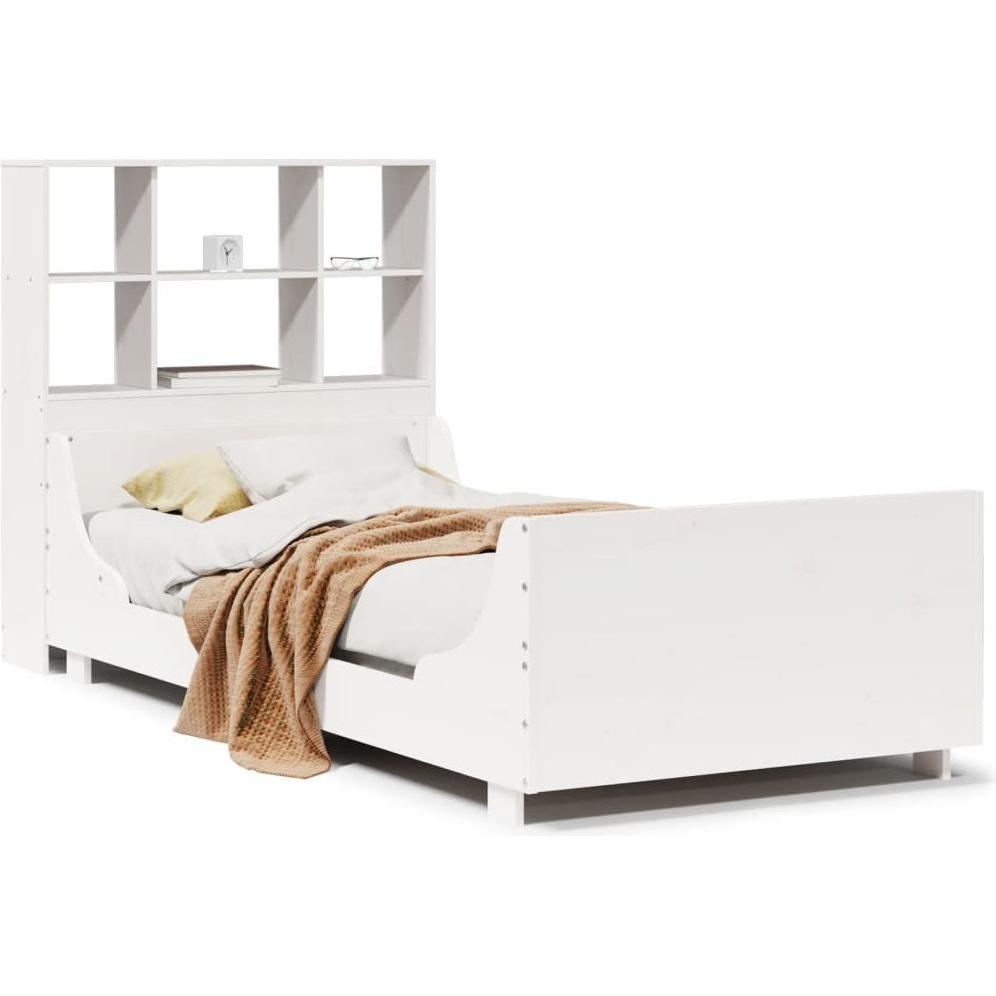 VidaXL, Bett, Massivholzbett Holzbett Bett Doppelbett Bettgestell Weiss 135x190cm Kiefer (135 x 190 cm)