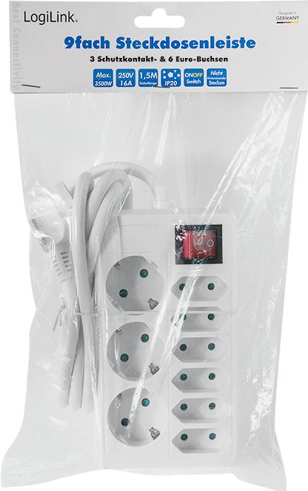 Actual product image LogiLink Socket strip (9x, CEE 7/3, 1.50 m)