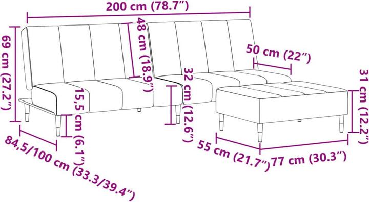 Produktbild vidaXL Schlafsofa (2-Sitzer)