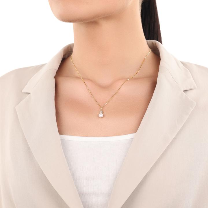 Immagine prodotto Amor Pendente da donna, oro 375, zirconi sintetici, perla d'acqua dolce coltivata (Oro 375, 9 ct)