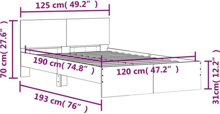Image du produit vidaXL Bettgestell (120 x 190 cm)