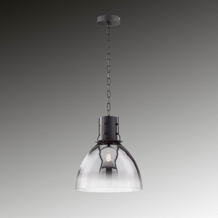 Fischer & Honsel Honsel Londo pendant light - sand black matt/smoke-coloured glass (60802) (E27)