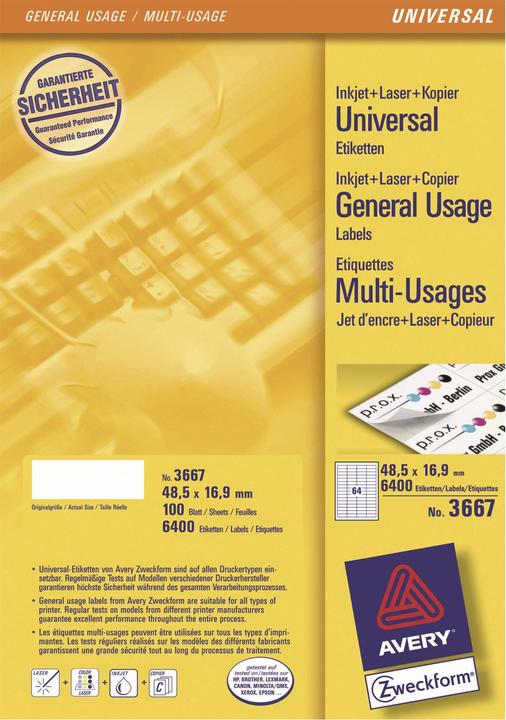 Actual product image Avery Universal labels