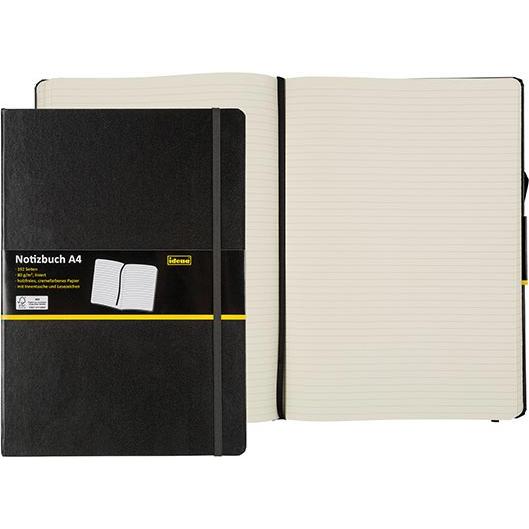 Idena, Heft + Block, Notizbuch A4 liniert schwarz FSC-Mix (A4, Liniert, Harter Einband)