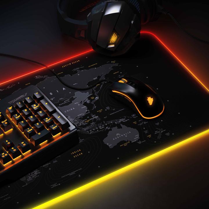 Produktbild Titanwolf RGB Gaming Mauspad, Mausmatte XL 800 x 300mm verbessert Präzision & Geschwindigkeit, Global