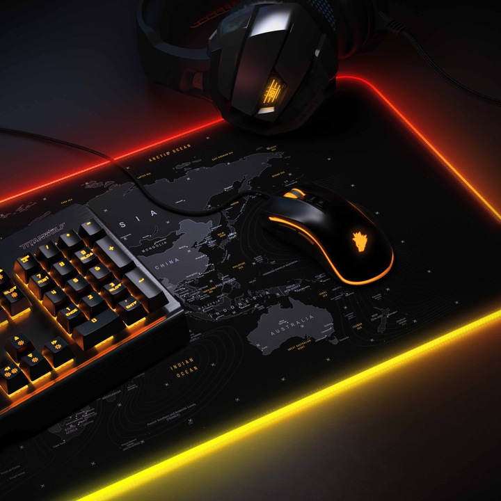 Actual product image Titanwolf Gaming Mouse Pad, RGB Mouse Pad XL, 800 x 300 mm, improves precision & speed