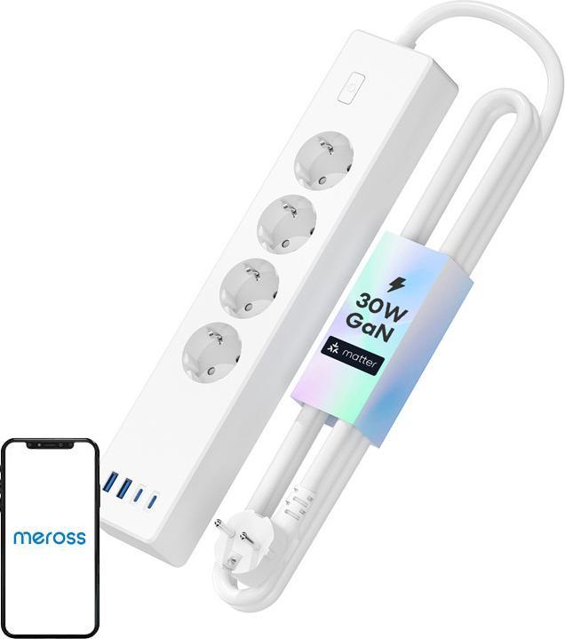 Meross MSP844(EU) smart fast charging power strip, 4 outlets + 2x USB-A + 2x USB-C (Matter)