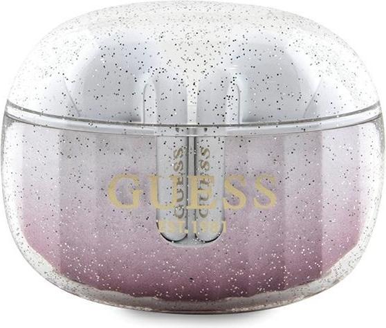Actual product image Guess słuchawki Bluetooth GUTWSHDGKEEP TWS + stacja dokująca różow/pink Glitter Gradient (4 h, Docking, Wireless)