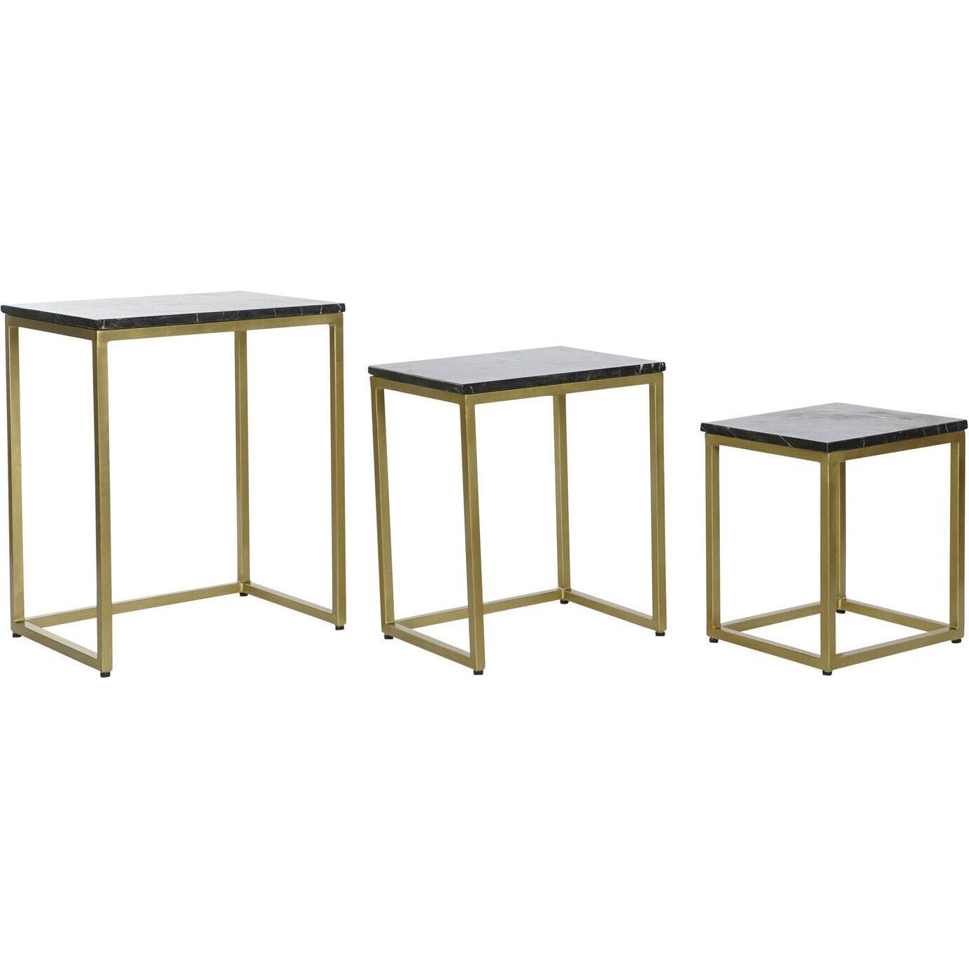 DKD Home Decor, Tavolino da salotto, Set of 3 tables Black Golden 50 x 35 x 60 cm