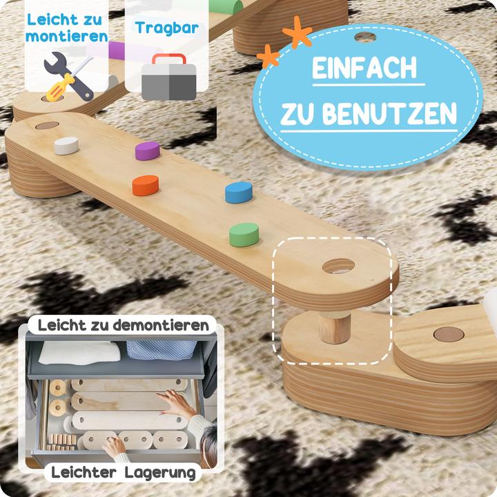 Produktbild Aiyaplay Kinder Balancierbalken Kiefernholz-Mehrschichtplatte Mehrfarbig