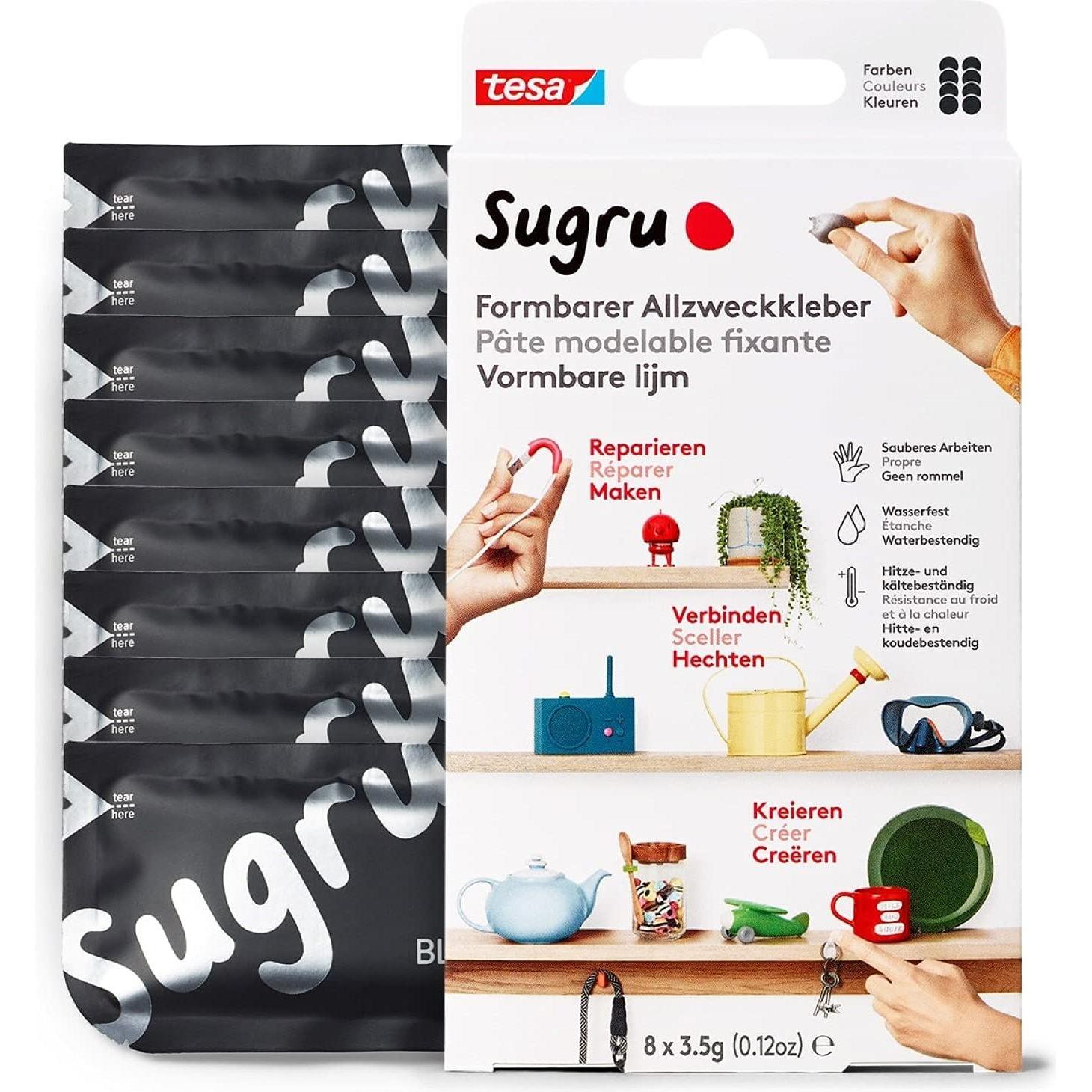 Sugru by tesa, Klebstoff, Sugru 8x Formbarer Allzweckkleber, vielseitige Klebeknete zum Dekorieren, Kleben & Reparieren ...