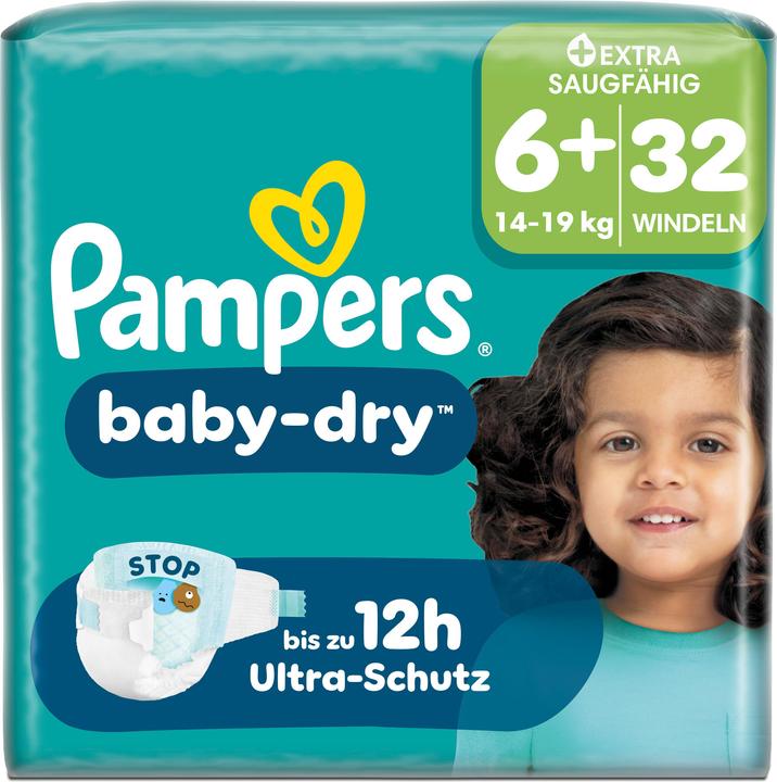 Produktbild Pampers Baby Dry Gr.6+ Extra Large Plus 14-19kg Windeln Singlepack 32 Stück (Gr. 6+, 32 Stk.)