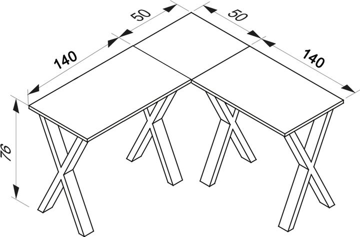 Actual product image VCM Office furniture corner desk Lona depth 50 cm X White (190 x 190 x 50 cm)