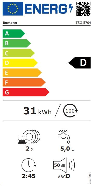 Energie-Label Bomann TSG 5704 (weiss, 42 cm)