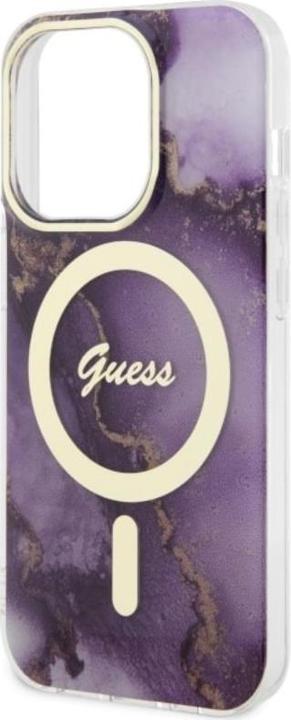 Actual product image Guess GUHMP14XHTMRSU iPhone 14 Pro Max 6.7" purpurowy/purple hardcase Golden Marble MagSafe (Apple iPhone 14 Pro Max)