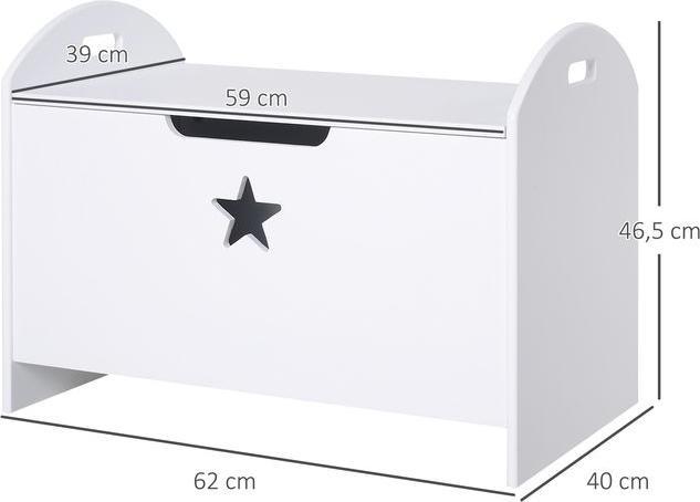 Immagine prodotto Swisshandel24 Scatola per giocattoli Scatola per bambini Cassapanca con cerniera di sicurezza MDF bianco 62 x 40