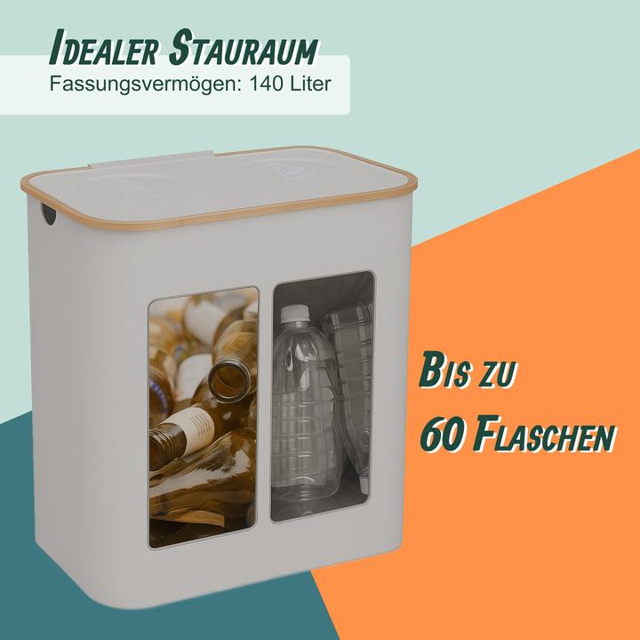 Produktbild Relaxdays Pfandflaschen-Sammelbehälter 2 Fächer (140 l)