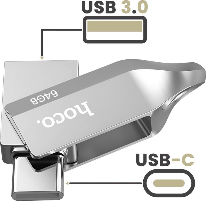 Productafbeelding Hoco Memory cards pendrive USB A + USB C UD8 64GB USB3.0 (64 GB, USB-A, USB-C)