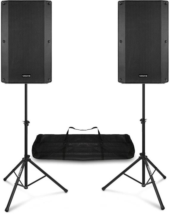 Vonyx Dj speakers - speaker set 15 inch met statieven - Actieve speaker - Bluetooth - (Attivo, 2x 500 W)