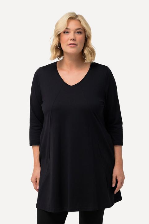 Produktbild Ulla Popken Longshirt, Ziernähte, A-Linie, V-Ausschnitt, 3/4-Arm (50, 52)