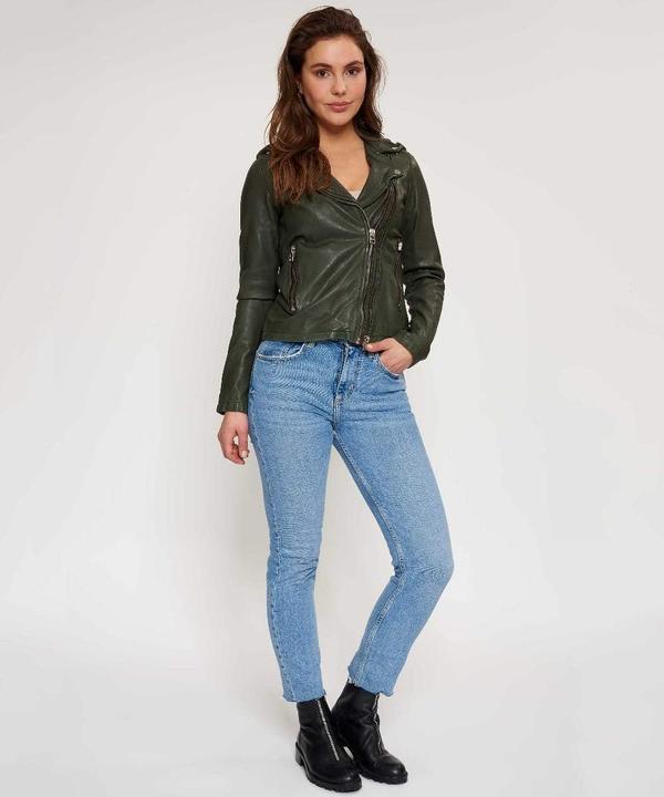 Actual product image Goosecraft Leaf Green Leather Jacket (XS)