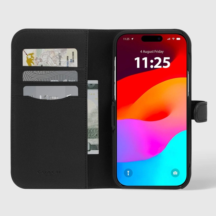 Produktbild Coach Folio Signature C Hülle – 2-in-1 iPhone 15 Pro Max Klapphülle (Anthrazit) (Apple iPhone 15 Pro Max)