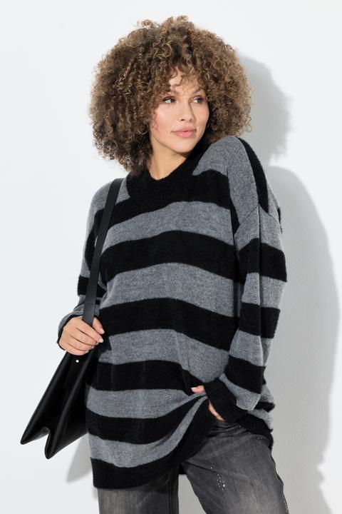 Produktbild Ulla Popken Pullover, Streifen, Stehkragen, Langarm, kuschelweich (62)