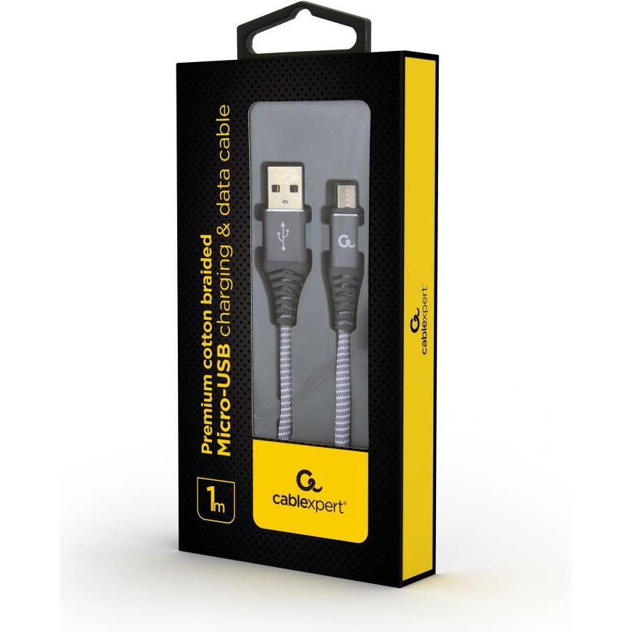 Thumbnail - Gembird CC-USB2B-AMMBM-1M-WB2 USB Kabel USB 2.0 Micro-USB B USB A Grau (1 m, USB 2.0), USB Kabel