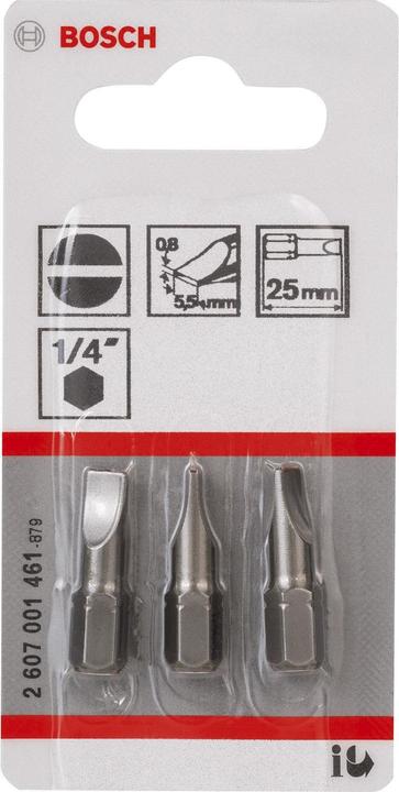Produktbild Bosch Professional Zubehör Schrauberbit Extra-Hart S 0,8 x 5,5, 25 mm, 3er-Pack (Schraubschlitz)