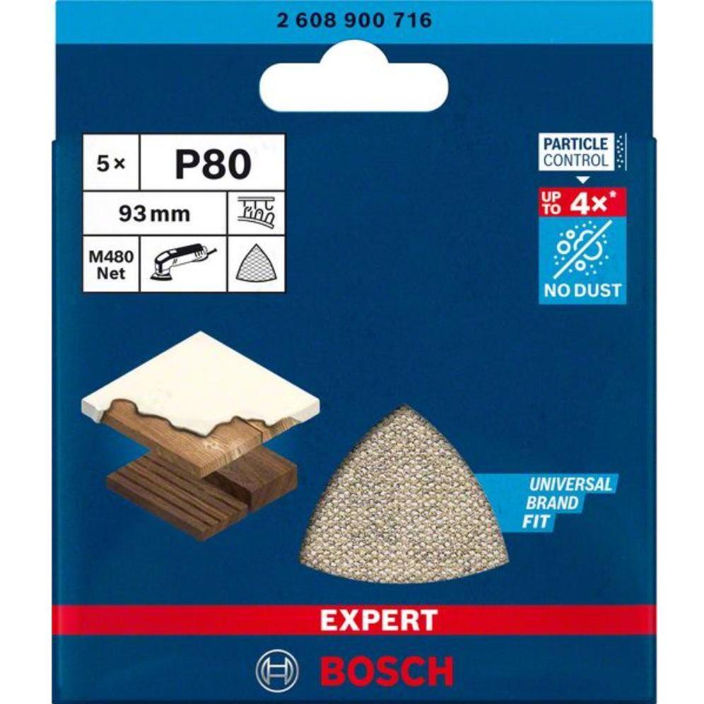 Thumbnail - Bosch Professional Zubehör, Schleifmittel, EXPERT M480 Schleifnetz für Deltaschleifer, 93 mm, G 80, 5-tlg. (80)