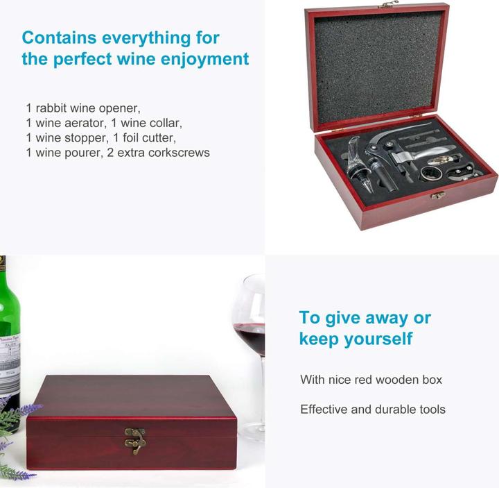 Produktbild Intirilife Wein Zubehör Set mit Weinöffner, Korkenzieher, Aussgiesser (9-tlg.) (Weinbelüfter, Weinausgiesser)