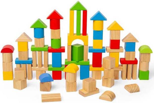 Productafbeelding Bigjigs bunte Holzbausteine, 80 Stück.
