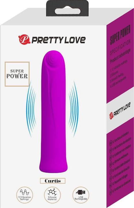 Produktbild Pretty Love Curtis Mini Super Power Vibrator 12 Lila Silikonvibrationen