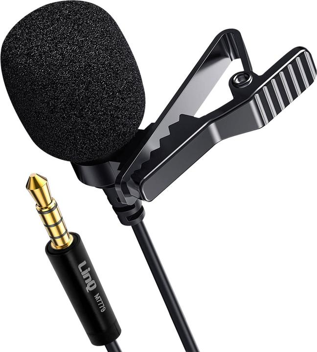 Immagine prodotto LinQ Microfono a cravatta con cancellazione del rumore, presa jack da 3,5 mm, - Nero