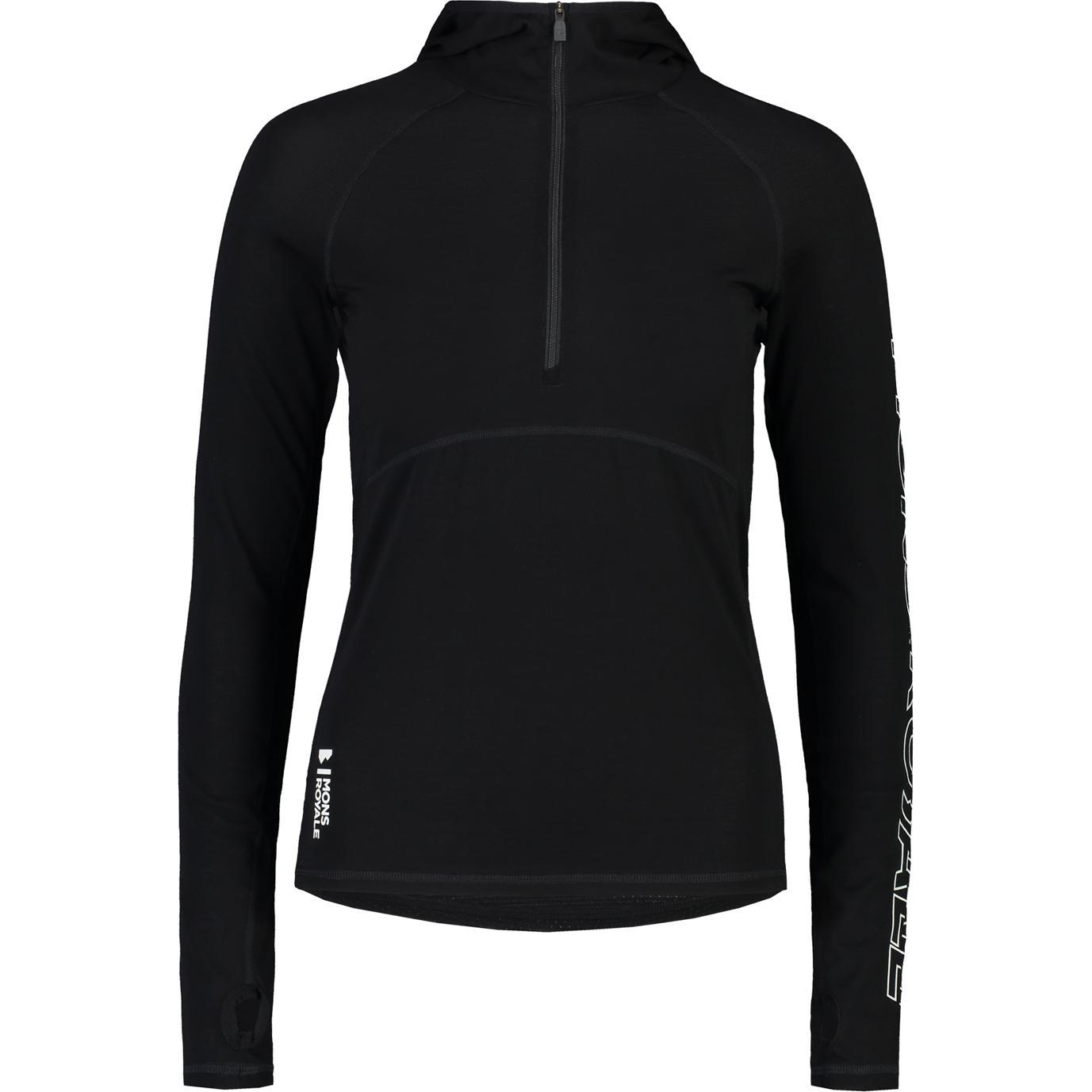 Mons Royale, Damen, Funktionsshirt, Women's Bella Tech Hood (L), Schwarz, L